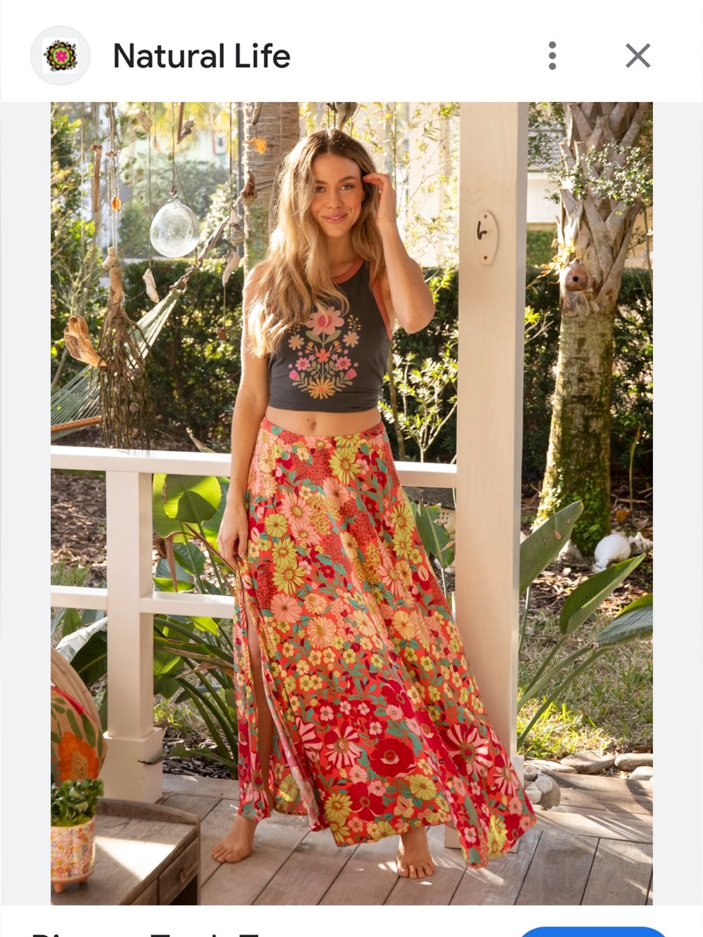 Floral Red Pleated Maxi Skirt Flower Red Pink Bohemian Boho S New Natural Life